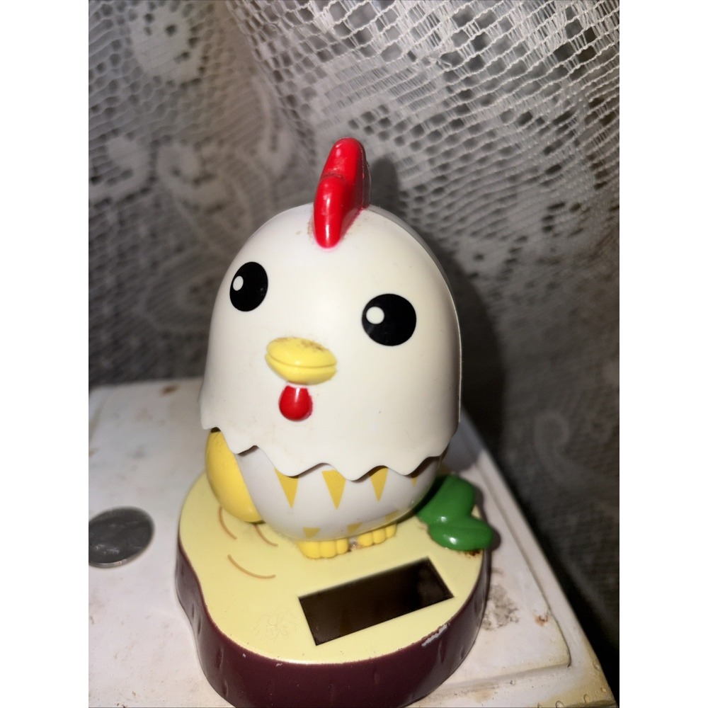 BOGO VINTAGE ROOSTER ALARM CLOCK AND SOLAR BOBBLE HEAD CHICK DOUBLE CLUCK - Picture 9 of 12